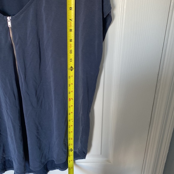 Blue casual top with decorative zip front - blue - L - Picture 5 of 6